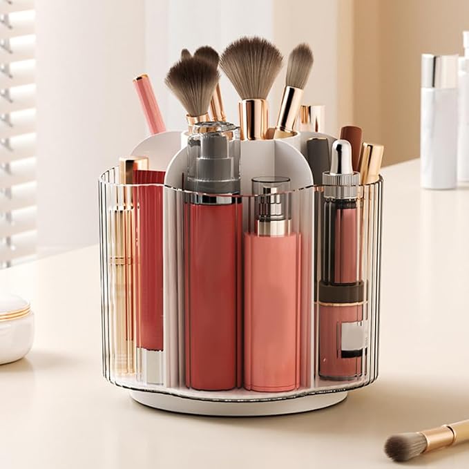 ABOOFAN Rotating Pencil Holder Rotatable Pen Holder for Desk Pen Organizer for Desk Makeup Brush Organizer Stationery Storage Container 5.31 X 5.31 X 5.00 in for Office and Home
