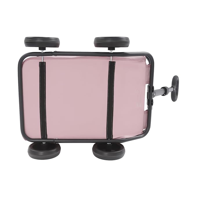 Mini Dog Strollers, 4 Wheel Foldable Dog Stroller, Portable Pet Carrier Dog Cart w/Side Storage Pocket Adjustable & 360° Rotatable Pull Rod for Small Pets Travel Shopping Walking (Pink)