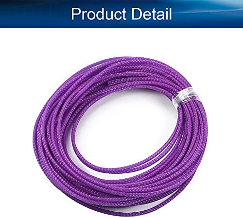 Bettomshin 1Pc 32.8Ft(10m) Cable Management Sleeve, 1/8"(3mm) Width PET Purple Cord Protector, Wire Loom Tube Insulated Split Sleeving for USB Cable Power Cord Organizer Video Cable Hider
