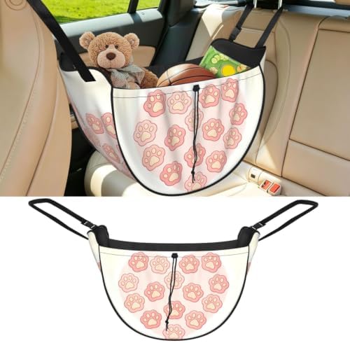 Dog Paw Heart Car Seat Organizer-Backseat Storage Bag for Travel | Waterproof Durable. Holds Snacks Gear Essentials. Fits Most Cars.