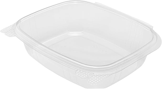 Karat 24oz - 200 ct PET Clamshell Square Deli Containers - For Pasta Salads, Fruit, Deli Sides, and Home Meal Prep - Clear Plastic Food Containers I 7.26"x6.2"x2.05"