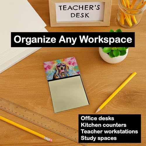 Caroline's Treasures Doberman Pinscher Hippie Dawg Sticky Note Holder Refillable Dispenser Self-Sticky Note Pads, Memo Pads Blank Desk Accessories