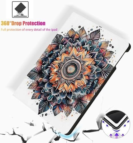 for Microsoft Surface Pro 7 Plus,Surface Pro 7/6/5/4 12.3" Tablet Case,Auto Wake/Sleep,Adjustable Stand Protective Cover - Mandala Art
