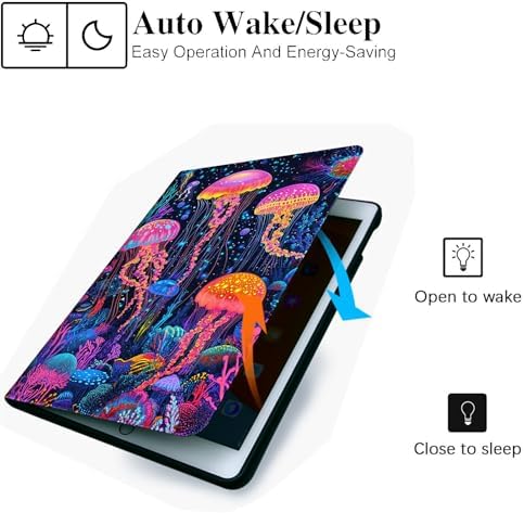 for Microsoft Surface Pro 8-13" 2021 Tablet Case,Auto Wake/Sleep,Adjustable Stand Protective Cover - Neon Jellyfish