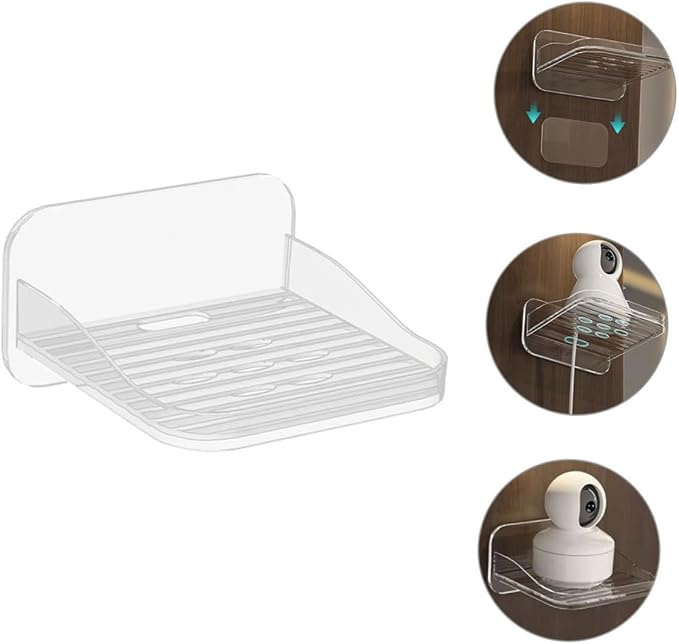 KALLORY 2pcs No Drill Shelves Wall Mounted Camera Storage Rack Mini Speaker Shelf Monitor Router Organizer Living Room Entryway