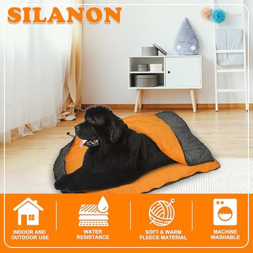 Dog Sleeping Bag Waterproof Warm Packable Dog Bed with Storage Bag Large Portable Pet Bed Mat for Travel Camping Hiking Backpacking Indoor Outdoor