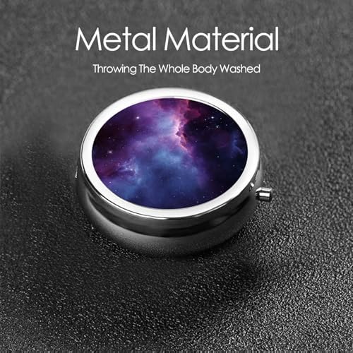 Pill Box 3 Compartment Medicine Pill Case for Pocket or Purse Mini Metal Pillcase Purple&Blue Galaxy Pill Holder Vitamin Organizer Portable Travel Pills Container to Hold Supplements Vitamins