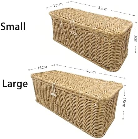 Hand-woven rattan cable organizer, decorative cable organizer for power outlets and chargers, pet-protected(#B,L)