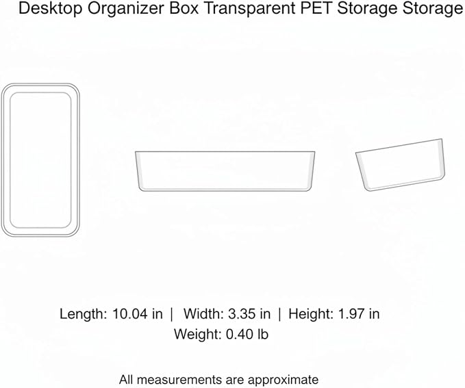 Durable PET Plastic Desktop Organizer, Transparent Storage Bin for Office Desk and Drawer Organization