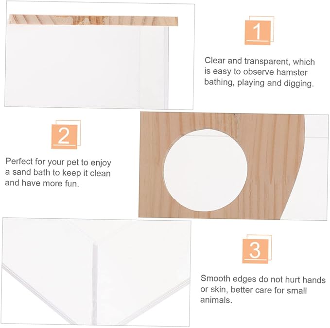 Toddmomy Acrylic Bathtub for Chinchillas Multi-Function Pet Accessory Clear Sand Bath House Hamster Bath Toy Bin Easy to Store