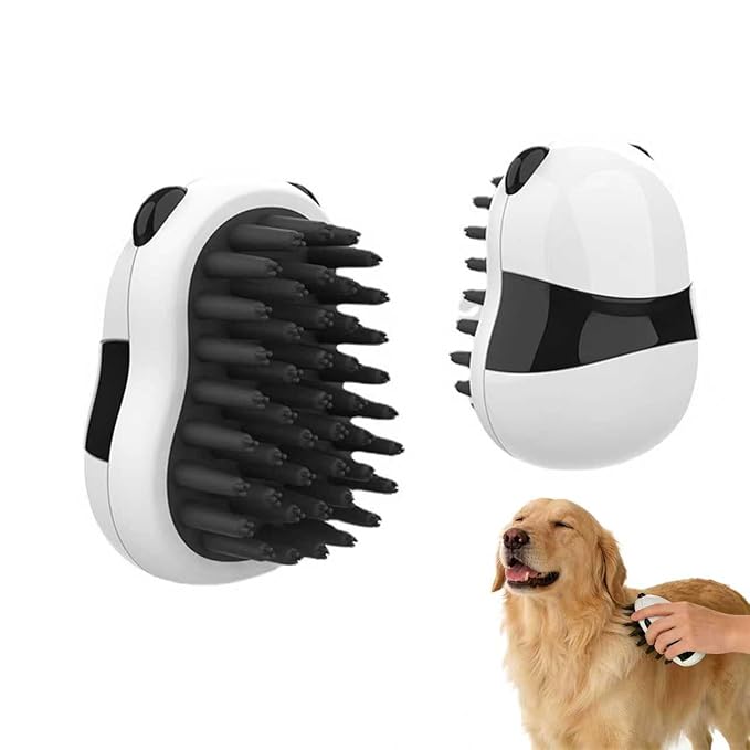 Dog Brush for Long Haired TPR Massage Soft Bristles & 3-Point Brush Head for Bathing Grooming De-Shedding & Detangling Shower Brush for Dogs and Cats
