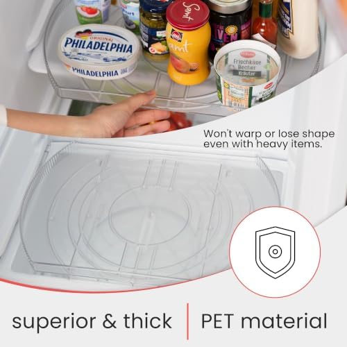 Lazy Susan for Refrigerator - 360° Turntable Refrigerator Organizer and Storage Tray for Fridge, Cabinet & Pantry - Rectangle Lazy Susan (16.5"x11.5"x1.5")