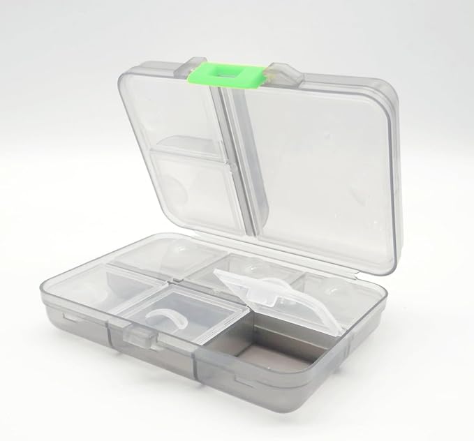 Large Pill Organizer Case, Weekly Vitamins Dispenser Container | Daily Travel Fish Oil Supplement Medicine Reminder Planner with Anti-Mixing Wide Openings Design, Easy to Retrieve Meds, Grey