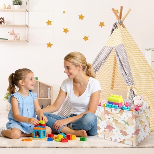 Collapsible Storage Basket Collapsible Fabric Laundry Basket with Handles | Spacious 15.7"×11.8"×11.8" size Folding Design Easy to Store Sturdy Fabric with Reinforced Handle Easy to Clean