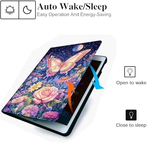 for Microsoft Surface Pro 11/10/9-13" 2024/2022 Tablet Case,Auto Wake/Sleep,Adjustable Stand Protective Cover - Butterfly Flower