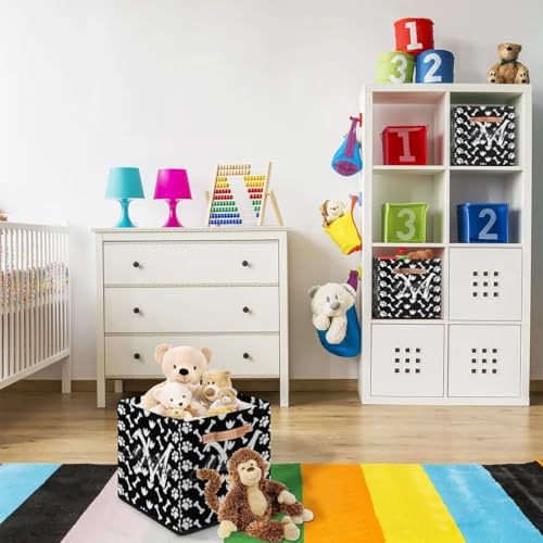 Personalized Storage Baskets for Organizing, Foldable Storage Bins with Handles Custom Cute Basket for Boys, Girls, Pet, Clothes, Blanket, Bedroom Nursery Toy Storage Gift,13 x13 x13 In, Bone Claw