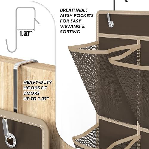 Simple Houseware 12 Pockets Large Over Door Shoe Organizer, 2 Pack, Brown