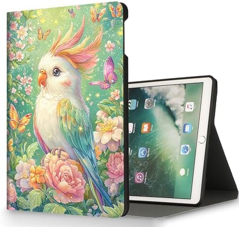 for Microsoft Surface Pro X/Pro X Plus-13 2019/2020/2021/2024 Tablet Case,Auto Wake/Sleep,Adjustable Stand Protective Cover - Cute Parrot Flower