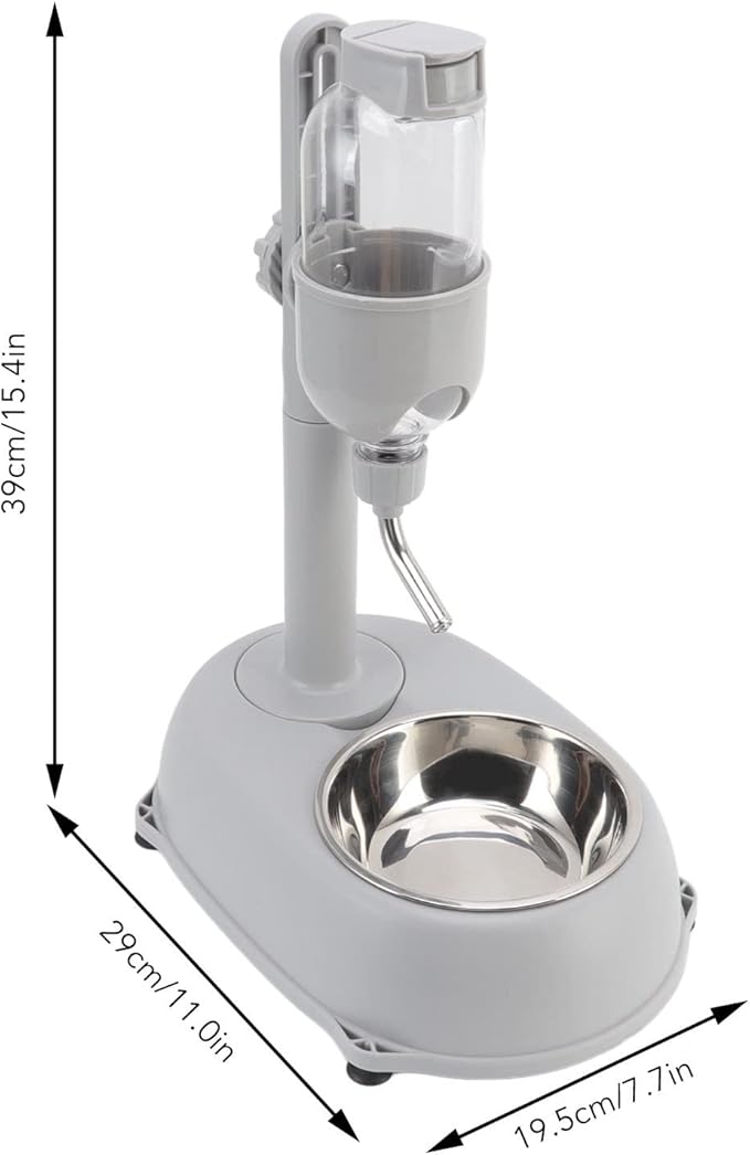 2 in 1 500ml Large Dog Water Bowl Dispenser, PP and ABS Automatic Dog Water Dispenser, Adjustable Pet Standing Water Dispenser Bowl for Cats and Others, 11 x 7.7 x 15.4in