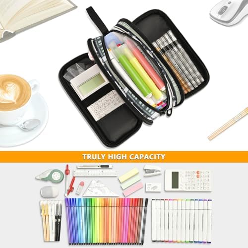 KLL Custom Large Capacity Pencil Holder Case Man Cute Pencil Case Travel with Compartment Train Cars White