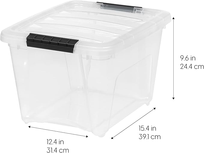 IRIS USA 4-Pack 19 Quart Storage Bins with Lids, Clear | Transparent design makes contents easy to find. Great for linens, décor, closet storage, and supplies, Nestable