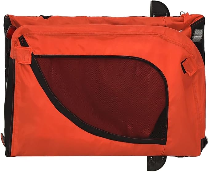 Pet Bike Trailer for Small Dogs, Foldable Bicycle Cargo Trailer with Mesh Windows and Reflectors, Sturdy Iron Frame Oxford Fabric Carrier, 49.2 x 24.8 x 26.0 in
