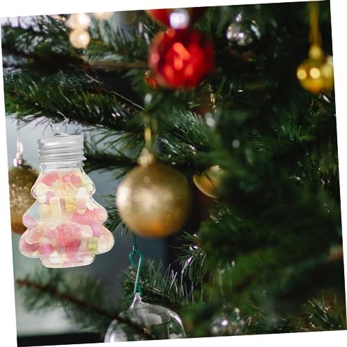 Fillable Candy Bottles 10 Pack Christmas Tree Shape Beverage Bottles Decorative Candy Jars Reusable Juice Containers for Party
