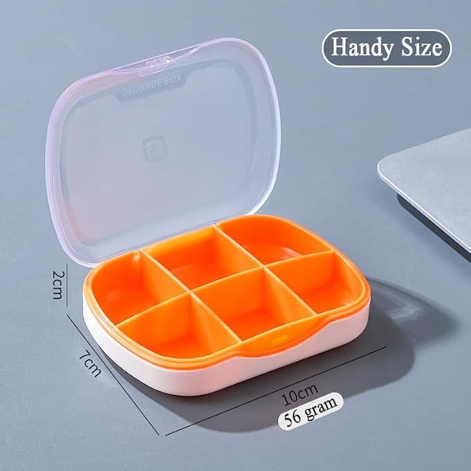 Travel Pill Organizer Box, Small Pill Case Holder Daily Medicine | Reminder for Vitamin Supplement Pocket Pharmacy Medicine Dispenser Purse Cute Tablet Fish Oil Capsule Container 6 Compartment
