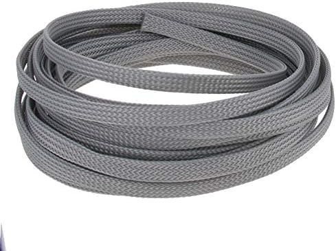 Bettomshin 1Pc 16.4Ft(5m) Cable Management Sleeve, 1/4"(6mm) Width PET Grey Cord Protector, Wire Loom Tube Insulated Split Sleeving for USB Cable Power Cord Organizer Video Cable Hider