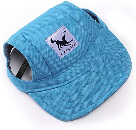 Leconpet Baseball Caps Hats with Neck Strap Adjustable Comfortable Ear Holes for Small Medium and Large Dogs in Outdoor Sun Protection (S, Blue)