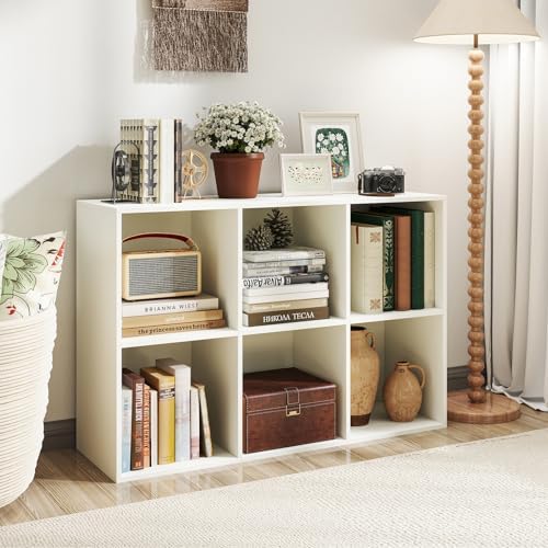 Giantex 6-Cube Bookcase, 3-Tier Cubby Bookshelf, Horizontal Vertical Display Rack with Anti-Tipping Kits, Modern Storage Organizer Shelf Unit for Bedroom, Living Room, Study Room, White | Horizontal Vertical Display Rack with Anti-Tipping Kits, Modern ...