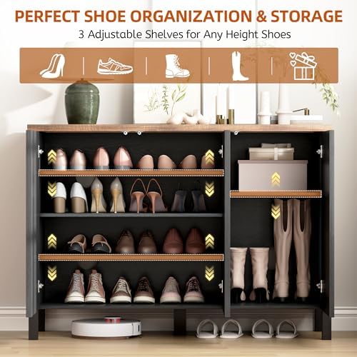 Vlsrka Shoe Storage Cabinet with 3 Doors and Adjustable Shelves