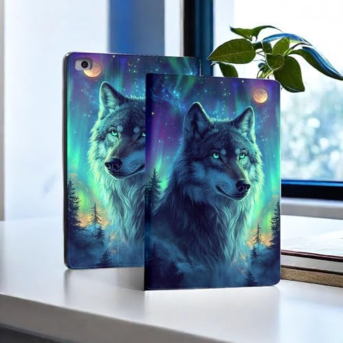 for Microsoft Surface Pro 8-13" 2021 Tablet Case,Auto Wake/Sleep,Adjustable Stand Protective Cover - Wolf Aurora