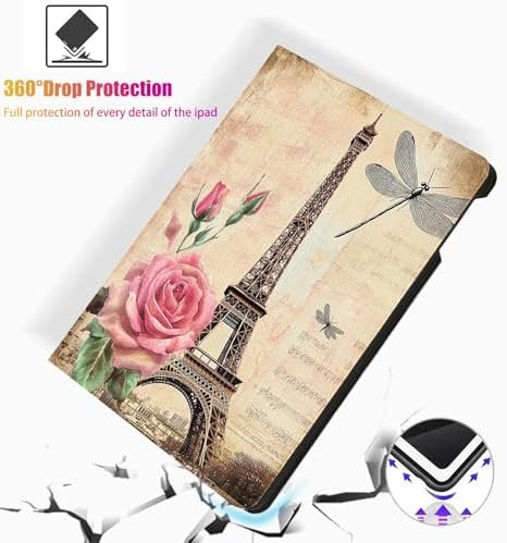 for Microsoft Surface Pro 8-13" 2021 Tablet Case,Auto Wake/Sleep,Adjustable Stand Protective Cover - French Vintage Tower Rose