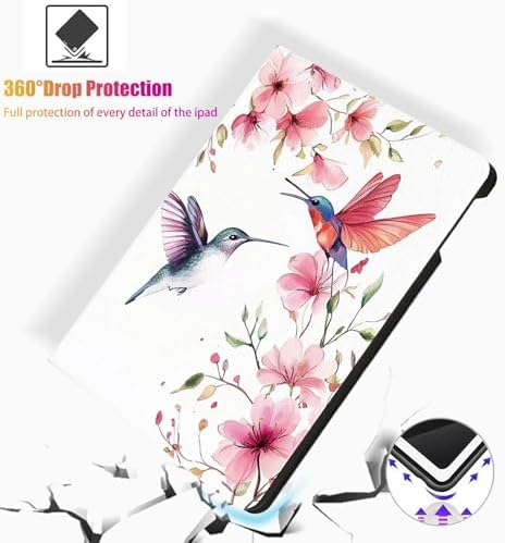 for Microsoft Surface Pro 8-13" 2021 Tablet Case,Auto Wake/Sleep,Adjustable Stand Protective Cover - Hummingbird Flower