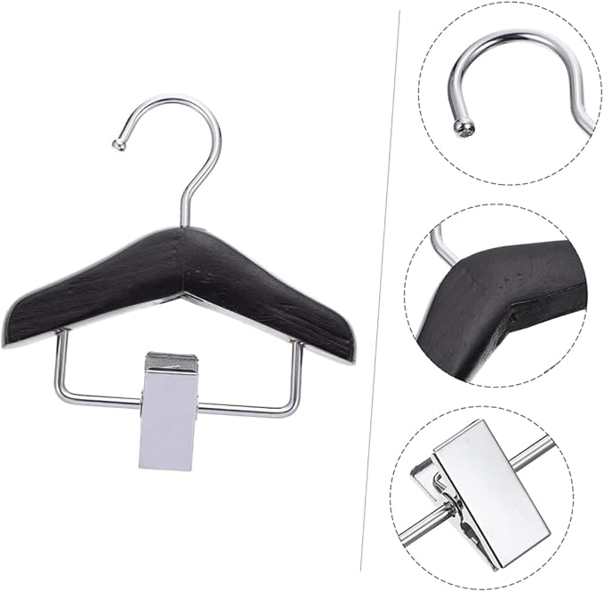 KESYOO 2pcs Wooden PET Apparel Hanger Dog Clothing Hanging Rack Clips Puppy Dress Pants Storage Organizer