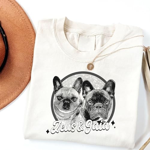 Chillever Personalized Dog Potrait Hoodie, Custom Photo Dog Mom Shirt, Sweatshirt, Gift for Dogs Cat Lovers