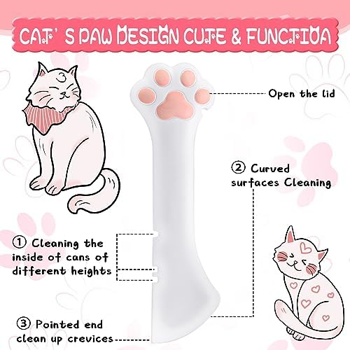 Uiifan 8 Pcs Cat Food Can Covers Lids Set, Silicone Pet Food Can Lids with Multi-Function Cat Foods Spoon and Opener, Silicone Wet Foods Spoon for Cats and Dogs(Pink)