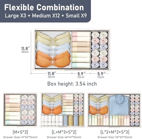DIMJ Drawer Organizer Clothes Storage - 24 Pack Baby Dresser Organizer for Nursery, Small Fabric Closet Drawer Organizer Bins for Underwears Socks, Foldable Storage Dividers Organization for Bedroom