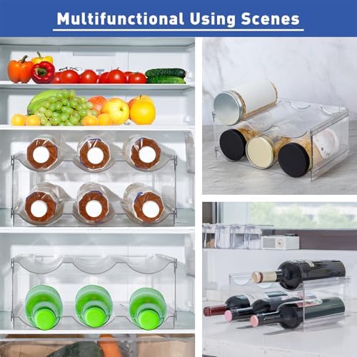 Stackable Water Bottle Organizer for Cabinet, Plastic Bottle Holder Designed for Starbucks Studded Tumblers up to 40oz, Plastic Cup Holder&Wine Rack for Pantry,Cupboard- 2 Layers Hold 6 Bottles