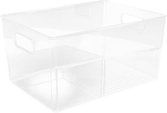 MAGICLULU Portable Plastic Storage Basket with Handle Pet Organizer Bin for Home and Hotel Storage for Books Magazines and Household Items