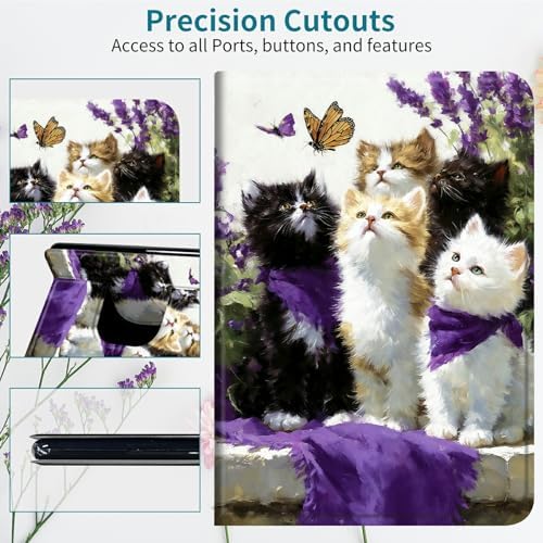 Case for Samsung Galaxy Tab S9 11"/S9 FE 2023/S10 FE/S10 Lite 10.9" 2025, 360 Degree Rotating Stand with Multi-Angle Vertical & Horizontal Viewing Shockproof Shell, Lavender Cat