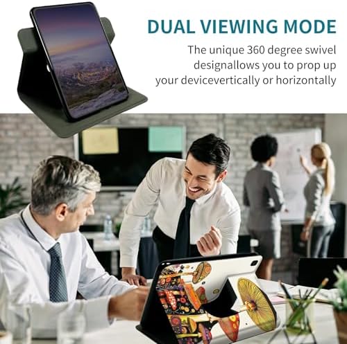 Case for Samsung Galaxy Tab E 9.6" 2015 SM-T560/T561/T567, 360 Degree Rotating Stand with Multi-Angle Vertical & Horizontal Viewing Shockproof Shell for Women Men, Mushroom Painting