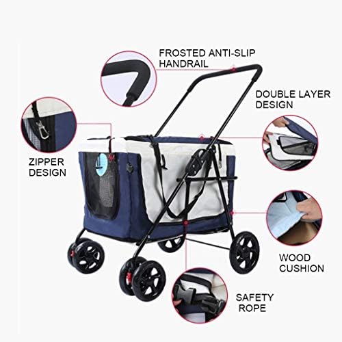 Cat or Dog Crate and Pet Trolley Soft Sided Foldable Easy Fold with Removable Liner for Small Medium Dogs Cats for Travel or Overnights (Blue)