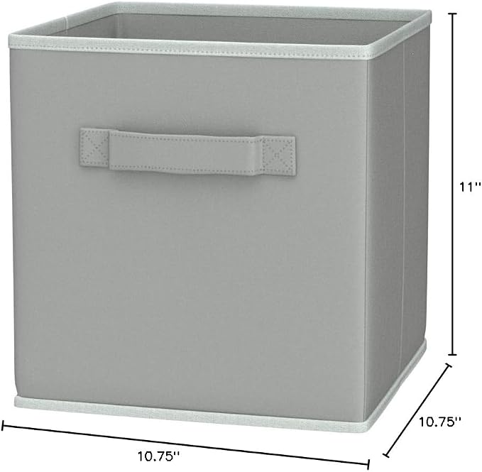 Simple Houseware 11-Inch Foldable Cube Storage Bins, Gray, 6-Pack | Lightweight & Durable Structure Fabric Cubes Organizer for Closet or Shelves