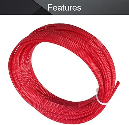 Othmro 5m/16.4ft PET Expandable Braid Cables Sleeving Flexible Wire Mesh Sleeve Red,for TV Audio PC Cords Protect from Pets Chewing