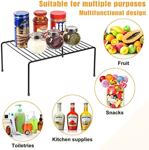 SIBAO Kitchen Cabinet Storage Shelf Rack/Plastic Feet - (13.1 x 10.2 Inch) - Steel Metal - Rust Resistant Finish - Cups, Dishes, Cabinet & Pantry Organization (2, Black)