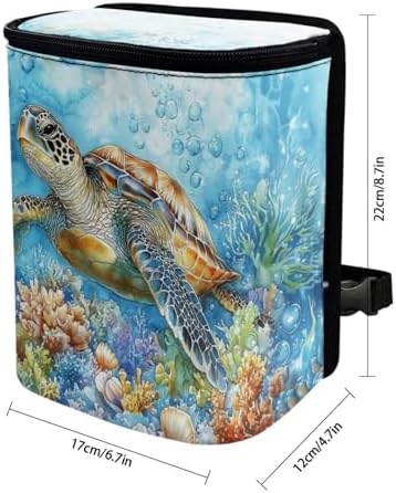 Car Trash Bin Collapsible Car Organizers and Storage for Front Seat Multipurpose Trash Bag Automotive Garbage Can Car Accessories Interior Car Organizer, Sea Turtle Print