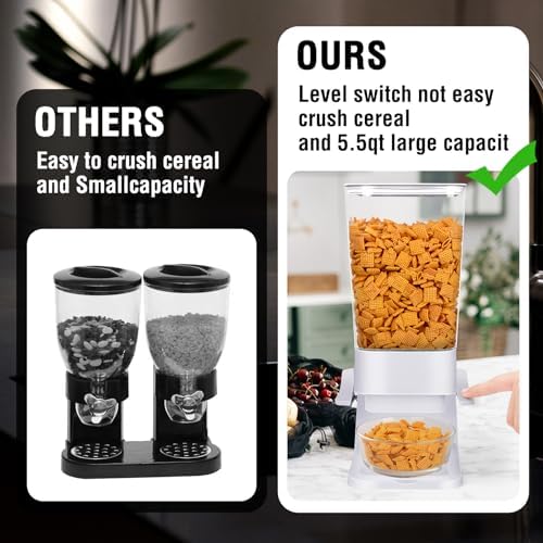 Cereal Dispenser Countertop,5.5L Cereal Containers Storage Dispenser for Pantry,Dry Food Storage Rice Containers,Candy Dispenser,Snack Organizer Machine for Grains, Nuts,Oatmeal, Pet Food White