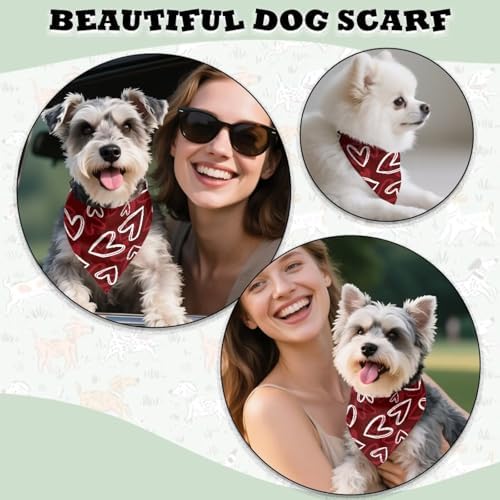Howilath Valentine's Dog Bandana, Heart Pattern Pet Kerchief for Small Medium Large Dogs